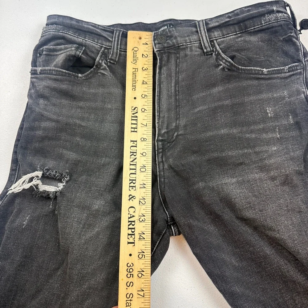 True Religion Logan Jeans Mens 36 Black Relaxed Taper Distressed Denim Pants